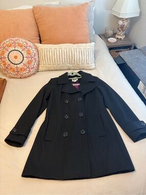 Anne Klein Double Breasted Pea Coat Black Size Small
